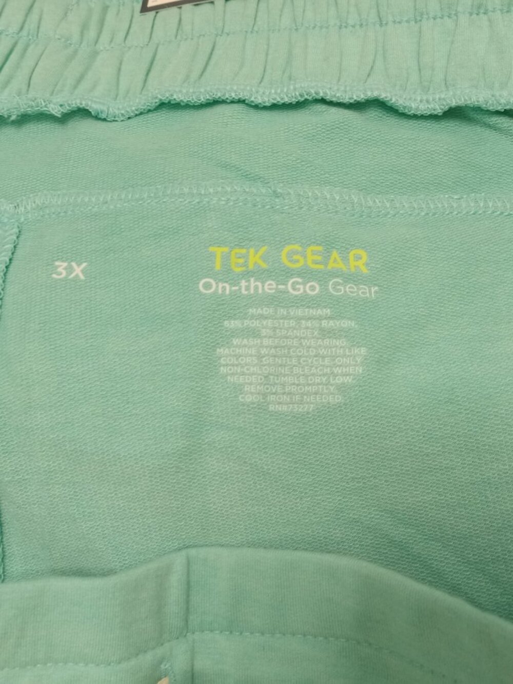 Womens 3X Tek Gear One the Go Green High Waist French Terry Crop Pants